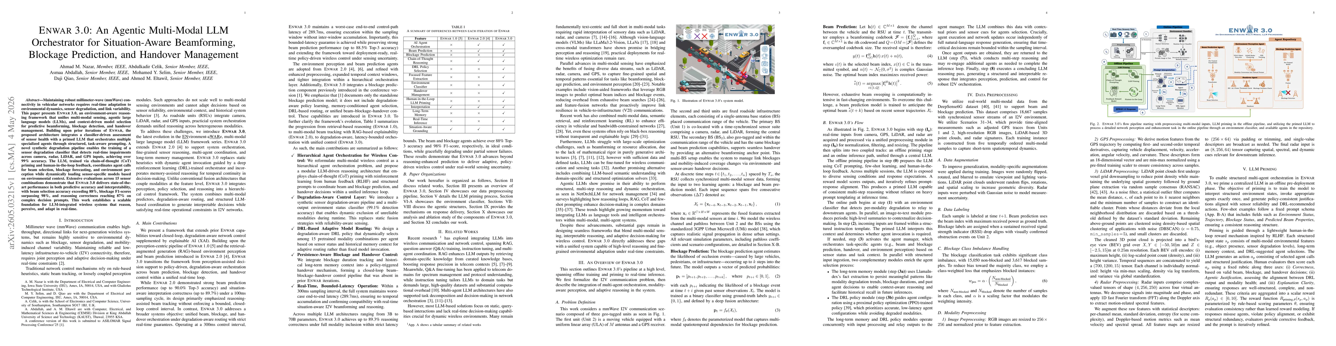 Thumbnail for Enwar 3.0: An Agentic Multi-Modal LLM Orchestrator for Situation-Aware Beamforming, Blockage Prediction, and Handover Management