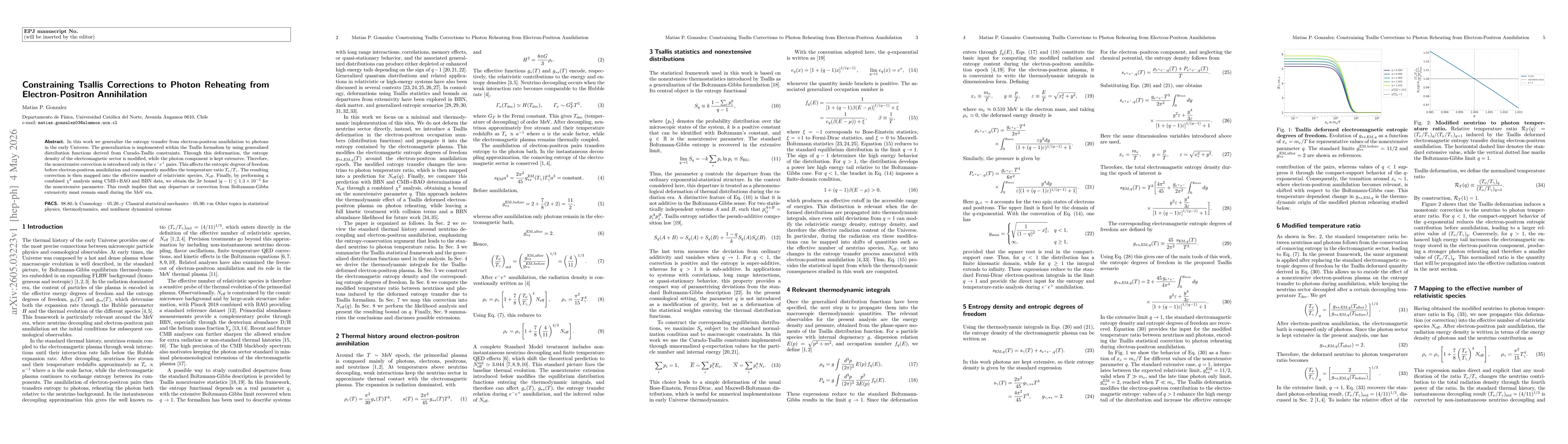 Thumbnail for Constraining Tsallis Corrections to Photon Reheating from Electron-Positron Annihilation