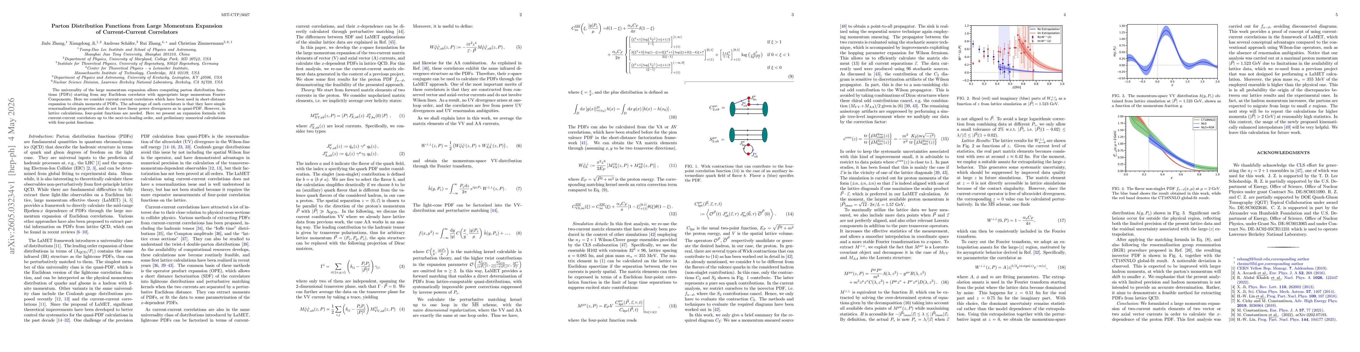 Thumbnail for Parton Distribution Functions from Large Momentum Expansion of Current-Current Correlators
