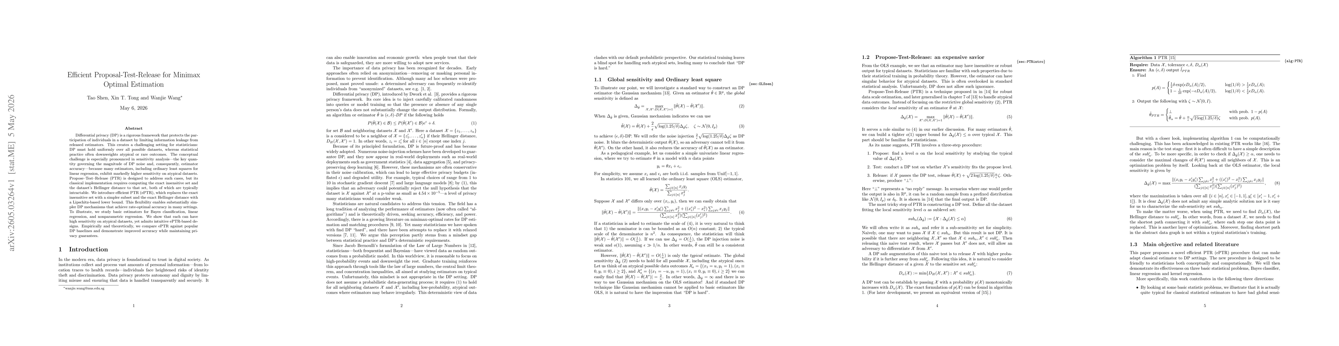 Thumbnail for Efficient Proposal-Test-Release for Minimax Optimal Estimation