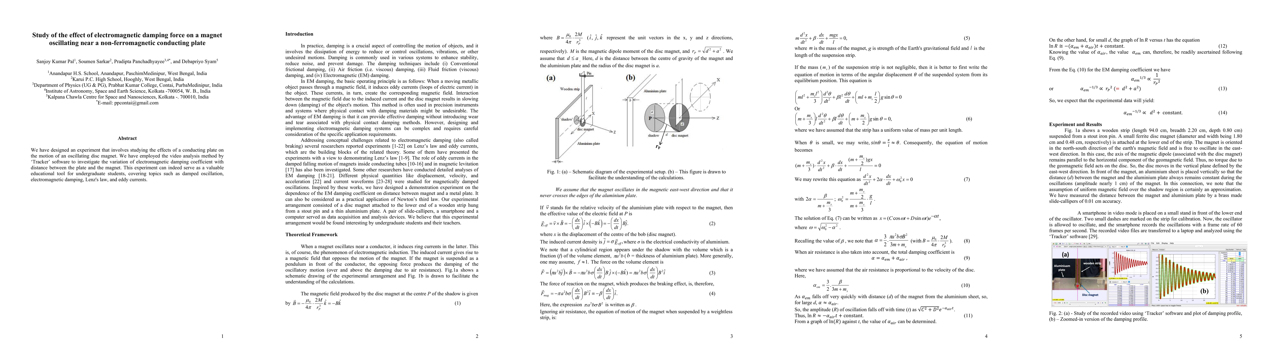 Thumbnail for Study of the effect of electromagnetic damping force on a magnet oscillating near a non-ferromagnetic conducting plate