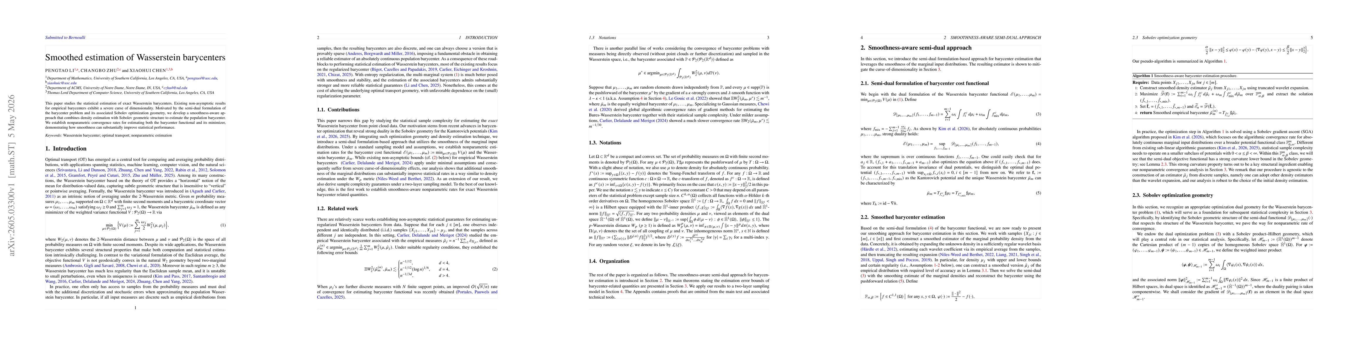 Thumbnail for Smoothed estimation of Wasserstein barycenters