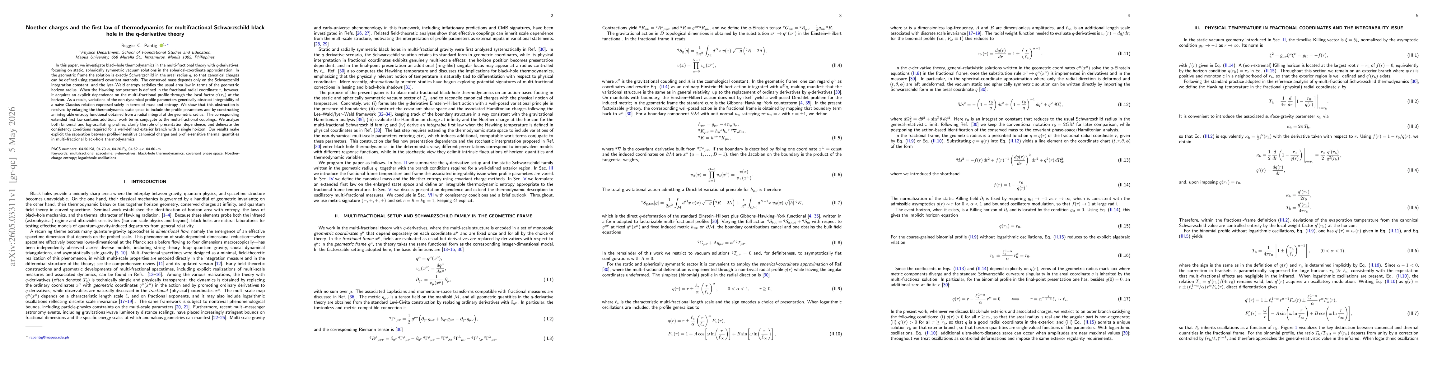 Thumbnail for Noether charges and the first law of thermodynamics for multifractional Schwarzschild black hole in the q-derivative theory