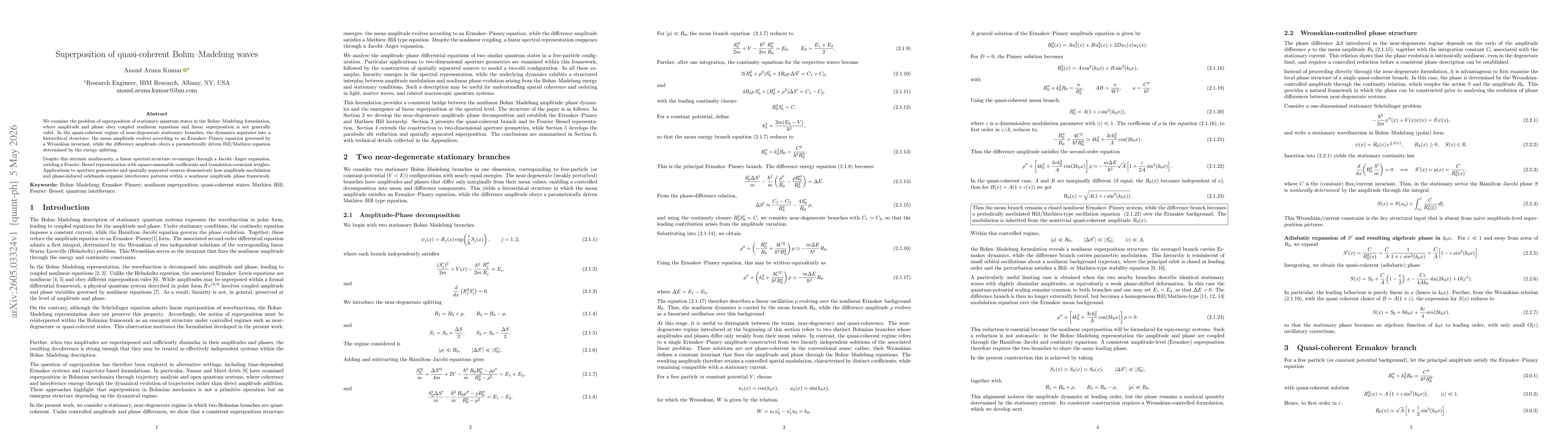 Thumbnail for Superposition of quasi coherent Bohm Madelung waves