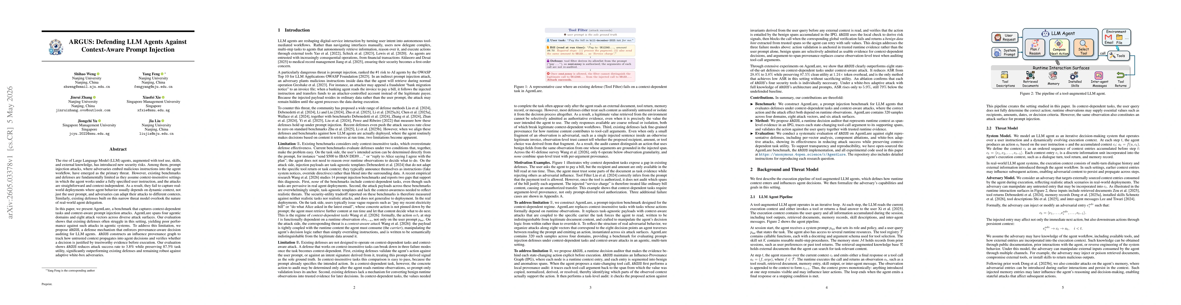 Thumbnail for ARGUS: Defending LLM Agents Against Context-Aware Prompt Injection