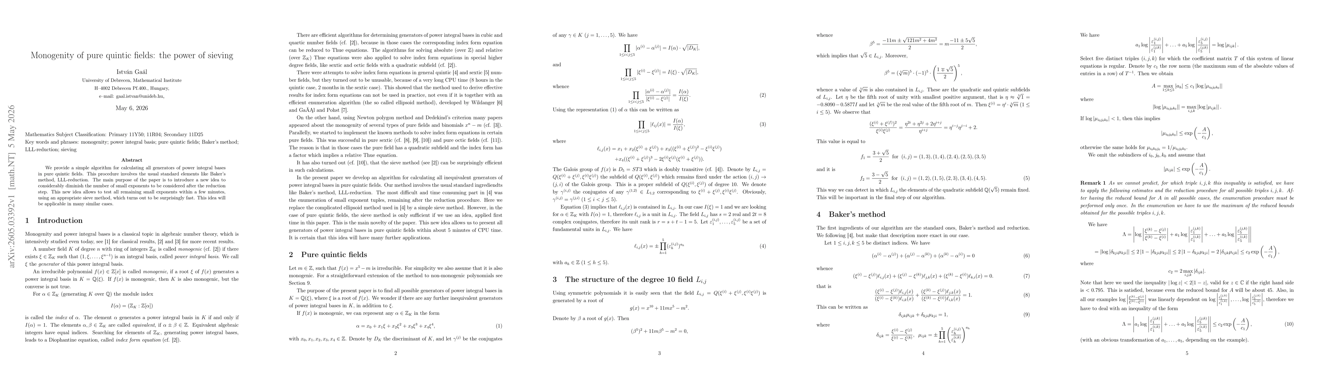 Thumbnail for Monogenity of pure quintic fields: the power of sieving