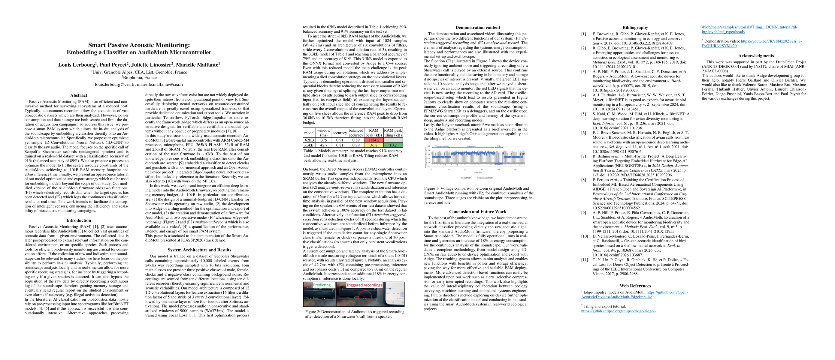 Thumbnail for Smart Passive Acoustic Monitoring: Embedding a Classifier on AudioMoth Microcontroller