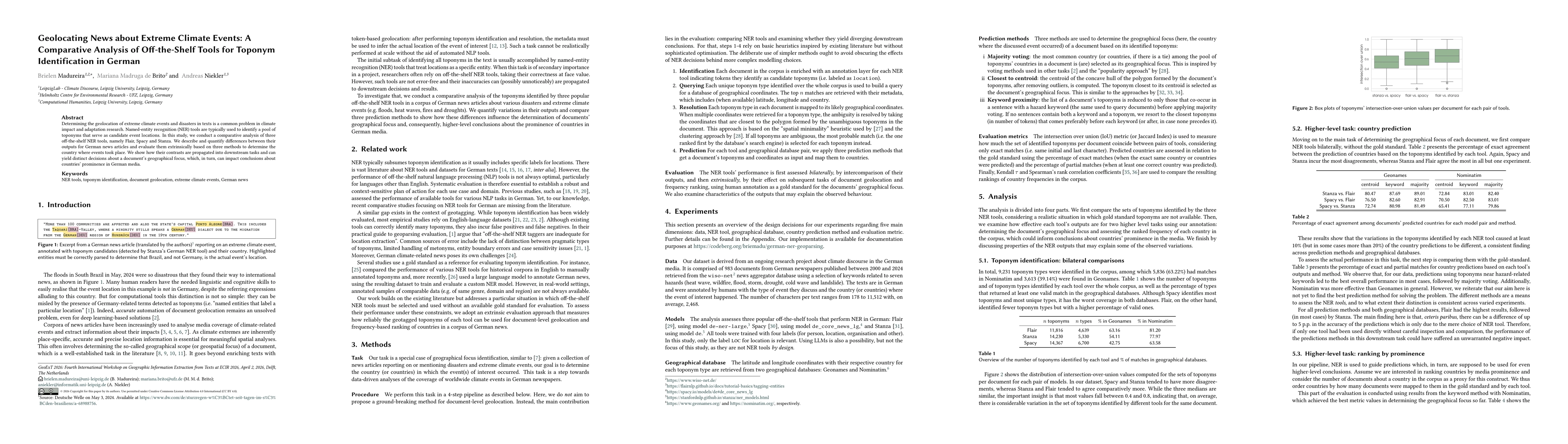 Thumbnail for Geolocating News about Extreme Climate Events: A Comparative Analysis of Off-the-Shelf Tools for Toponym Identification in German