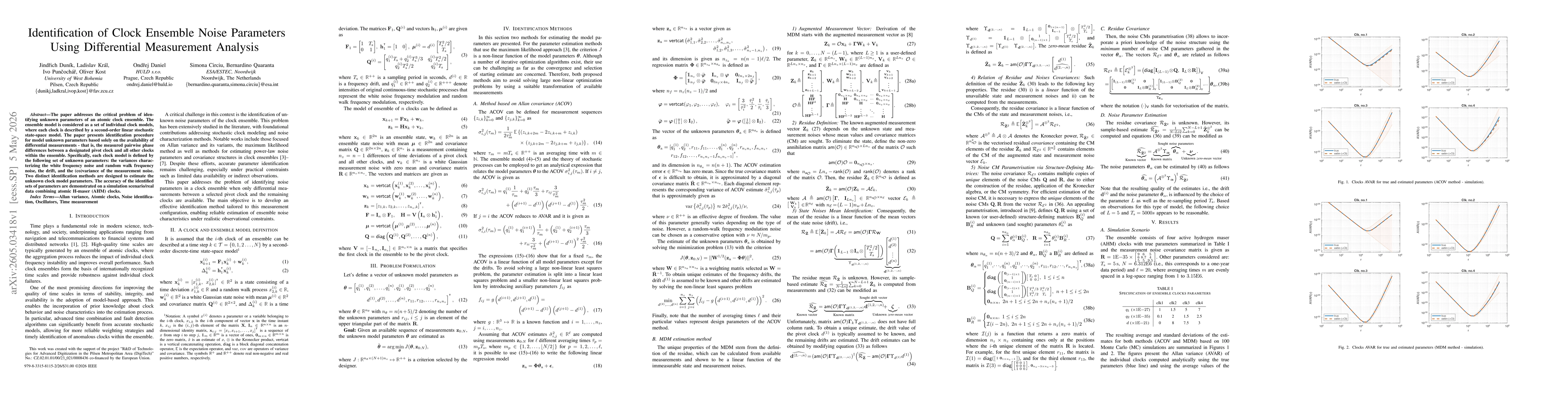 Thumbnail for Identification of Clock Ensemble Noise Parameters Using Differential Measurement Analysis