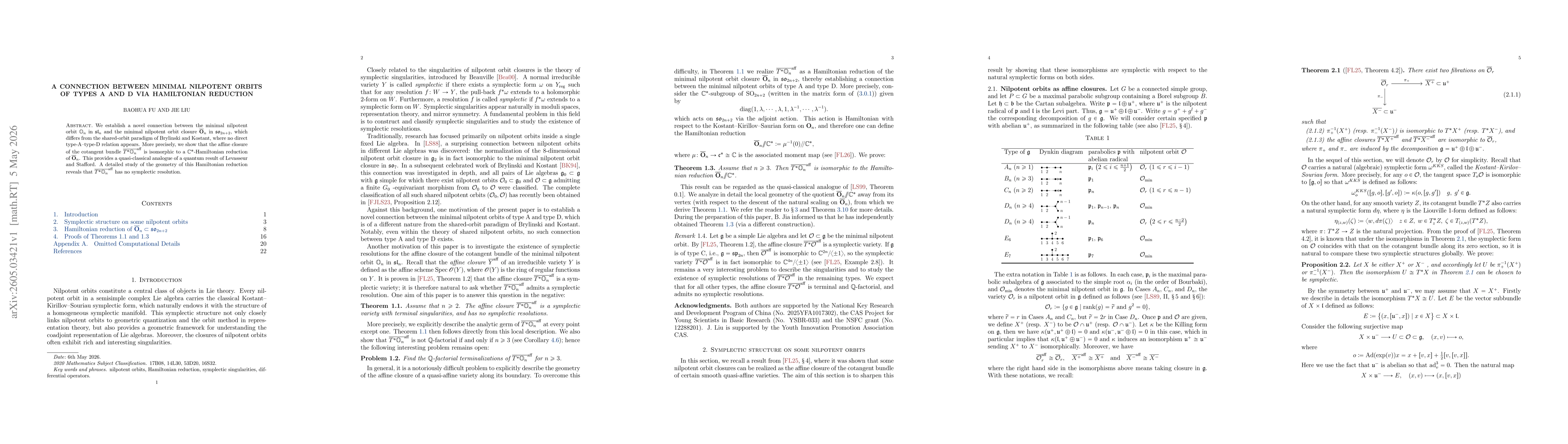 Thumbnail for A connection between minimal nilpotent orbits of types A and D via Hamiltonian reduction