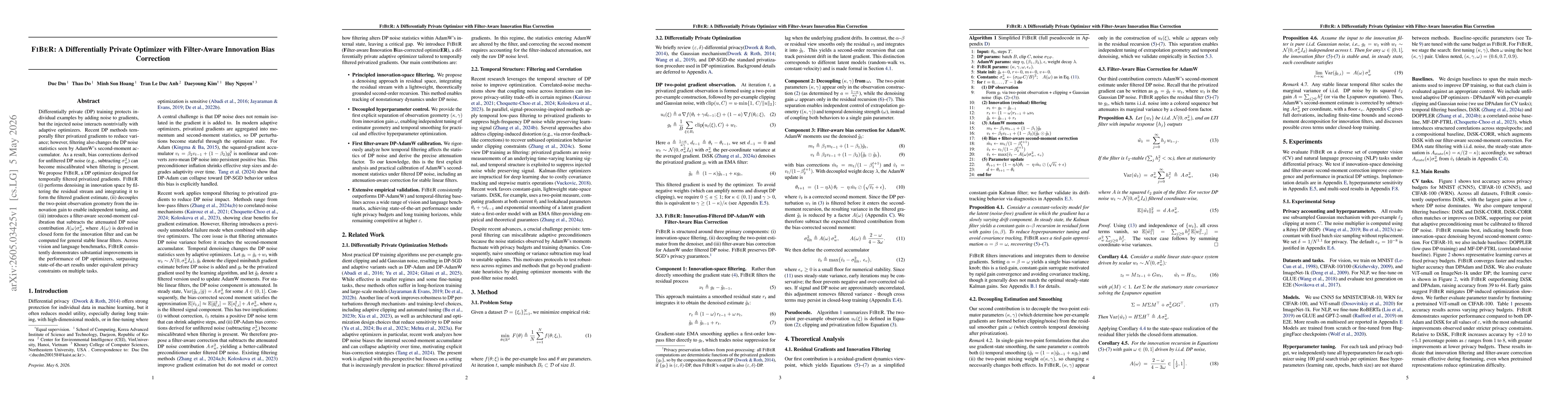 Thumbnail for FIBER: A Differentially Private Optimizer with Filter-Aware Innovation Bias Correction