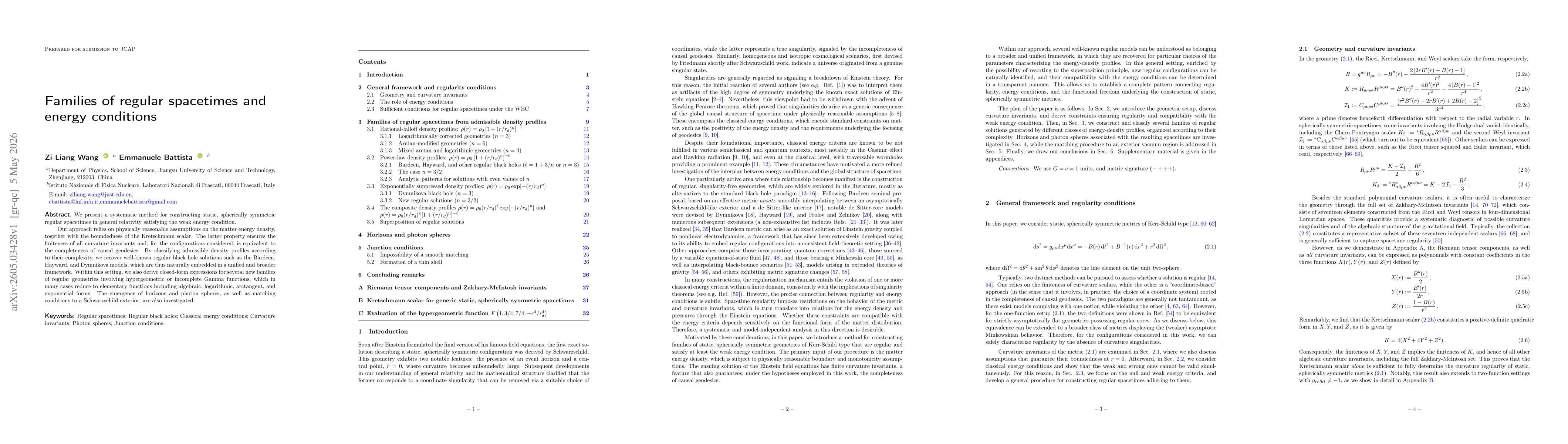 Thumbnail for Families of regular spacetimes and energy conditions