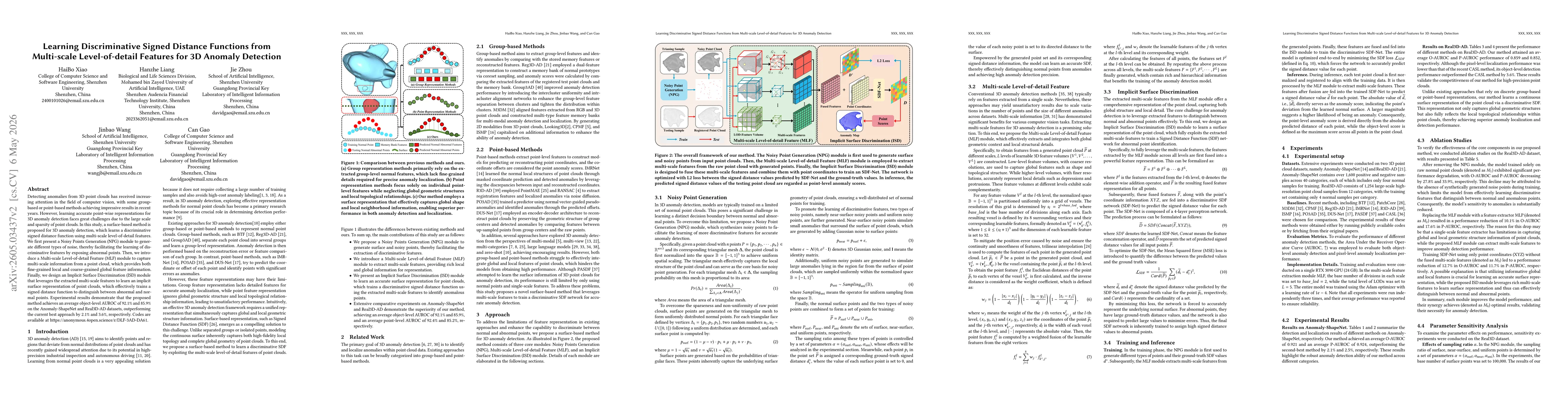 Thumbnail for Learning Discriminative Signed Distance Functions from Multi-scale Level-of-detail Features for 3D Anomaly Detection