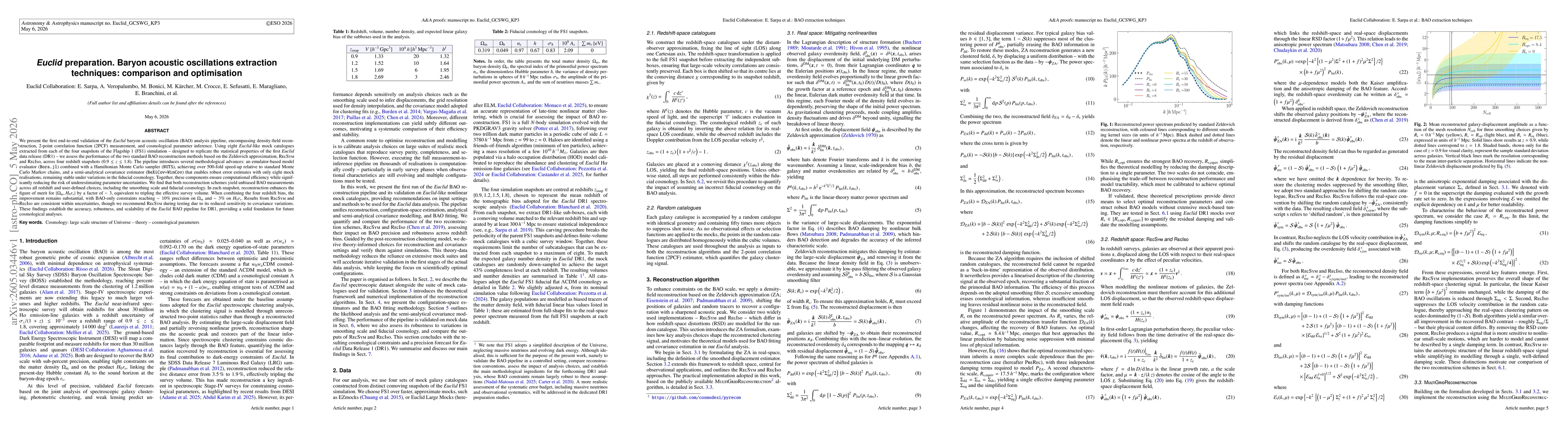 Thumbnail for \textit{Euclid} preparation. Baryon acoustic oscillations extraction techniques: comparison and optimisation