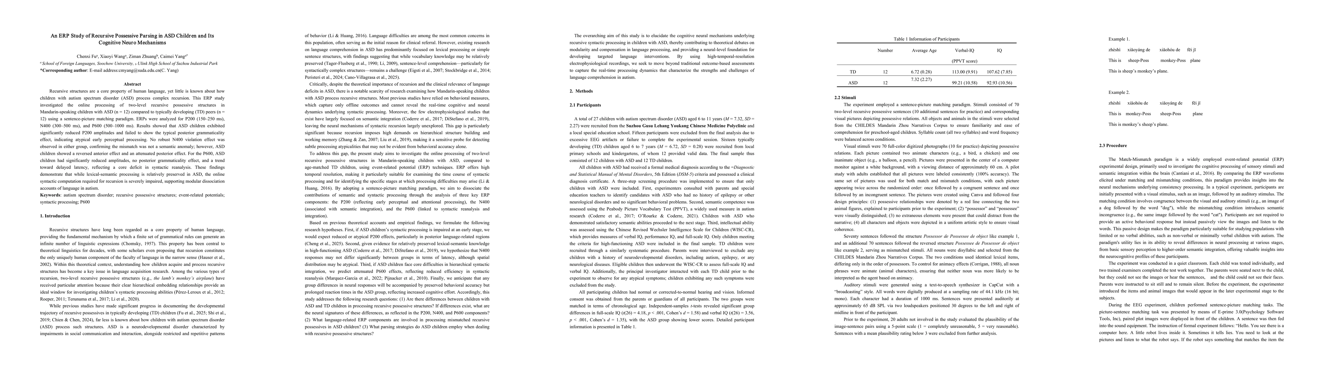 Thumbnail for An ERP Study of Recursive Possessive Parsing in ASD Children and Its Cognitive Neuro Mechanisms