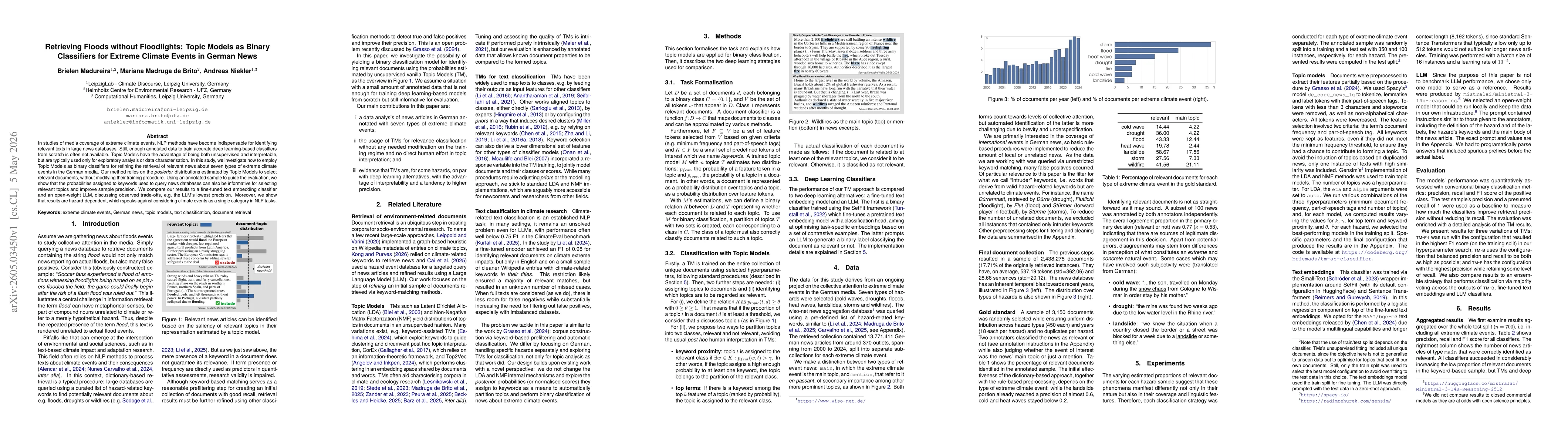 Thumbnail for Retrieving Floods without Floodlights: Topic Models as Binary Classifiers for Extreme Climate Events in German News