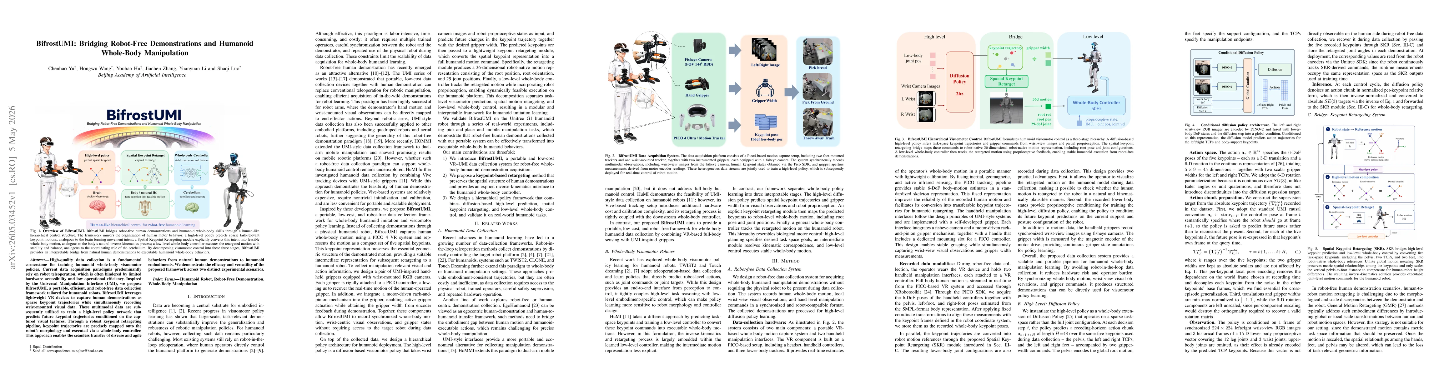 Thumbnail for BifrostUMI: Bridging Robot-Free Demonstrations and Humanoid Whole-Body Manipulation