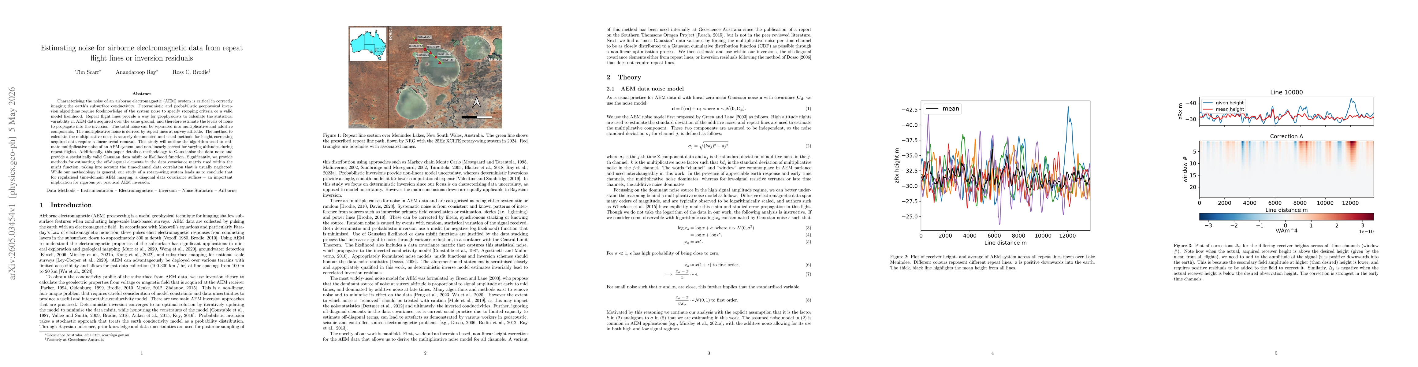 Thumbnail for Estimating noise for airborne electromagnetic data from repeat flight lines or inversion residuals