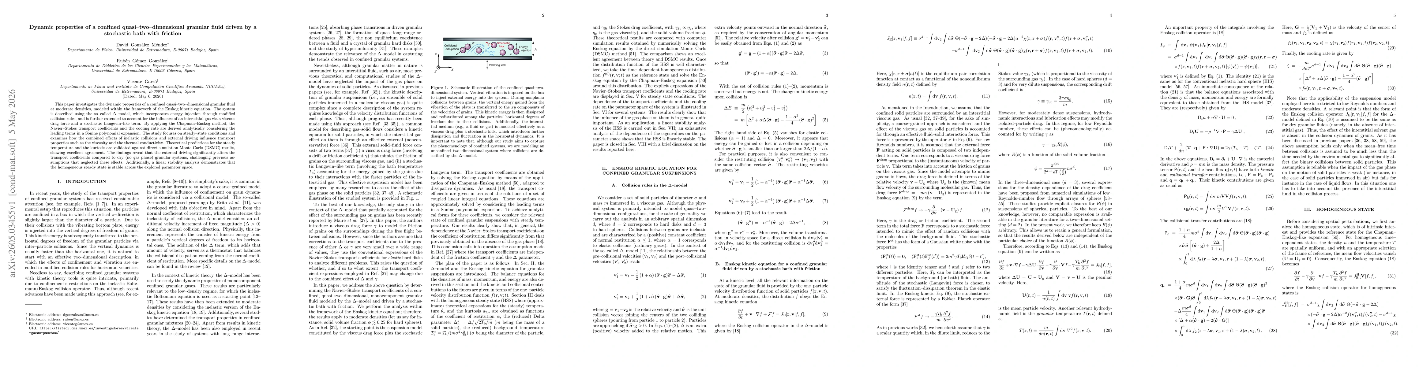 Thumbnail for Dynamic properties of a confined quasi-two-dimensional granular fluid driven by a stochastic bath with friction