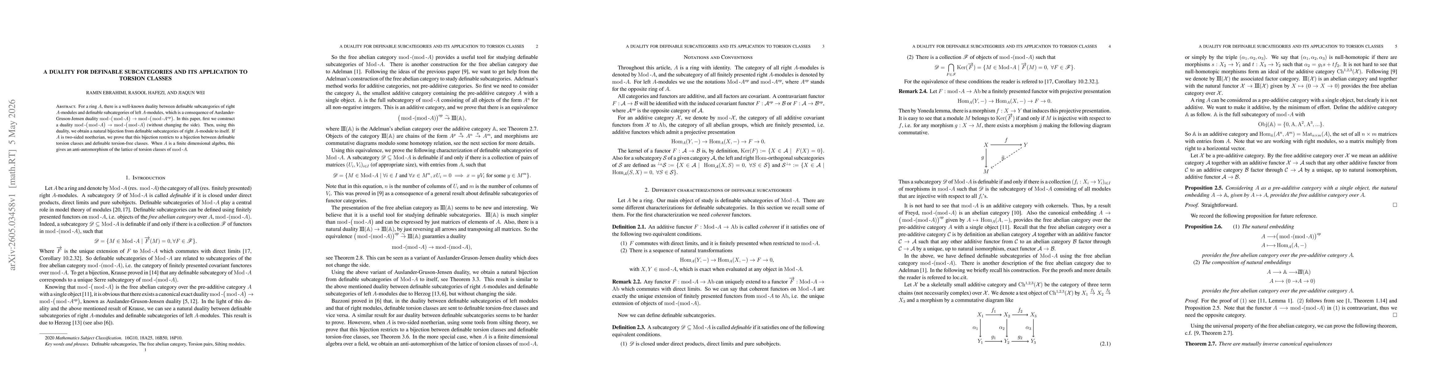 Thumbnail for A duality for definable subcategories and its application to torsion classes