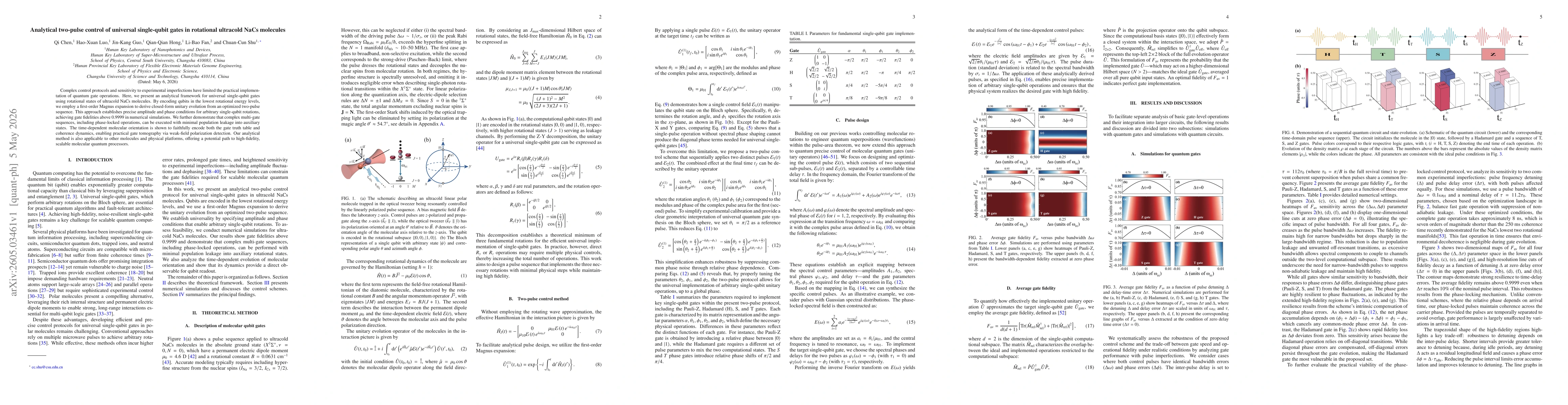 Thumbnail for Analytical two-pulse control of universal single-qubit gates in rotational ultracold NaCs molecules