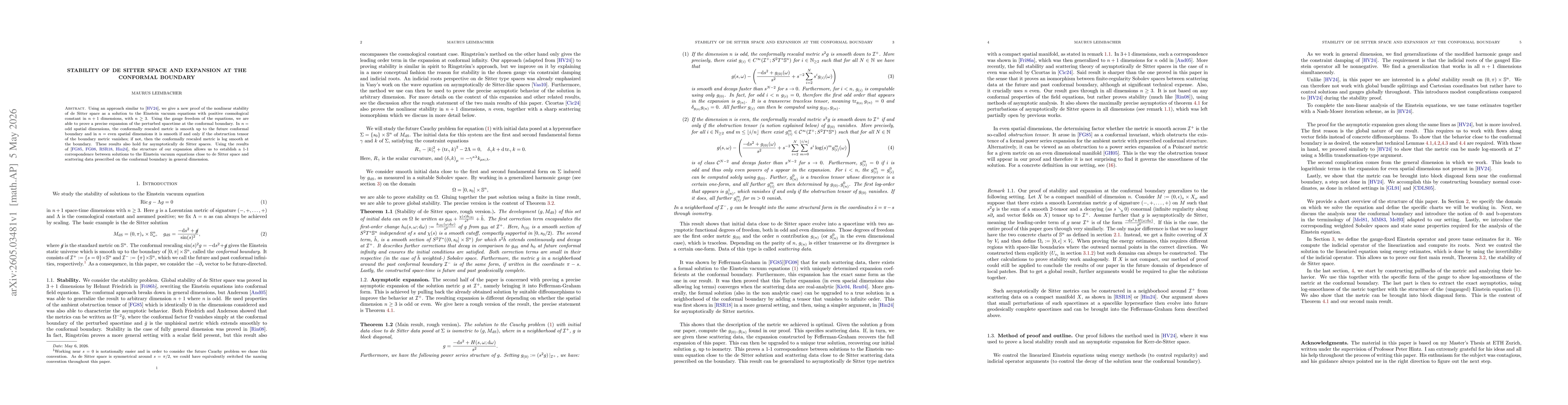 Thumbnail for Stability of de Sitter Space and Expansion at the Conformal Boundary