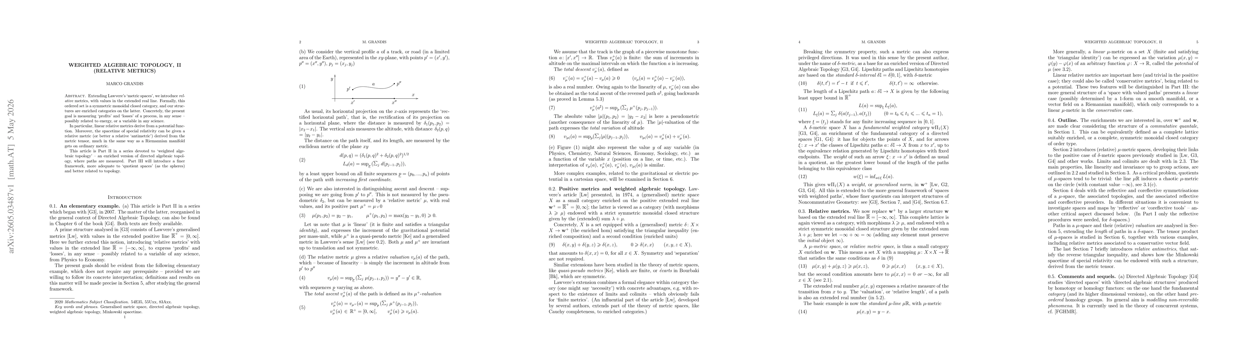 Thumbnail for Weighted algebraic topology, II (Relative metrics)