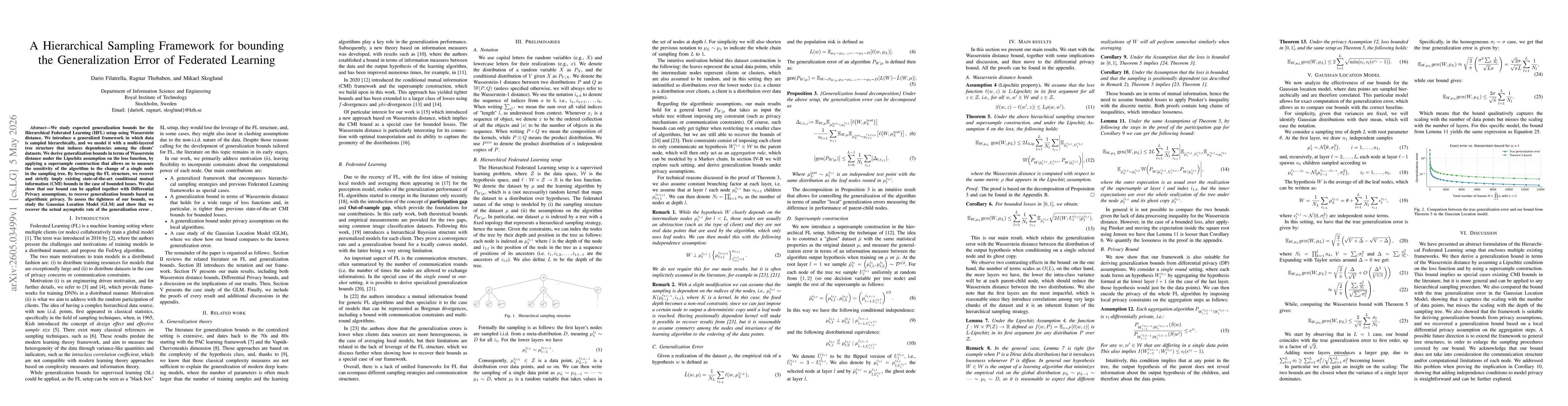 Thumbnail for A Hierarchical Sampling Framework for bounding the Generalization Error of Federated Learning
