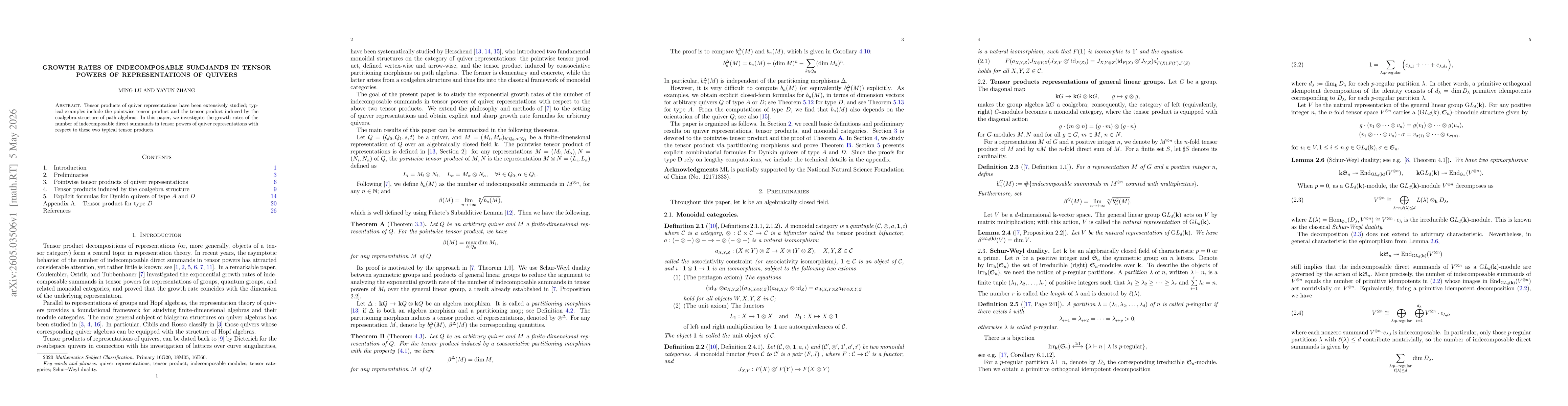 Thumbnail for Growth rates of indecomposable summands in tensor powers of representations of quivers