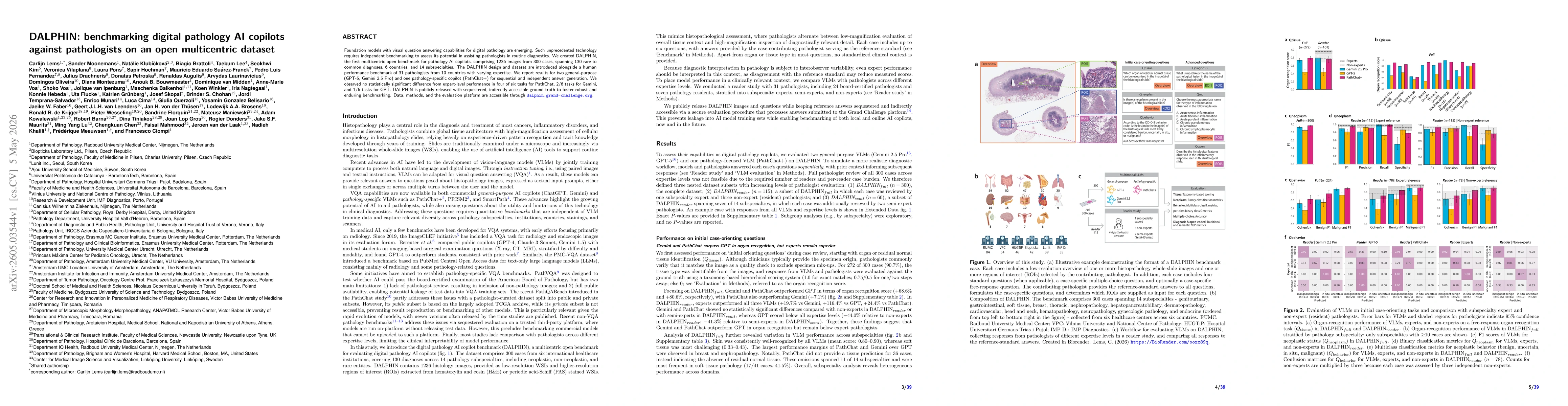 Thumbnail for DALPHIN: Benchmarking Digital Pathology AI Copilots Against Pathologists on an Open Multicentric Dataset