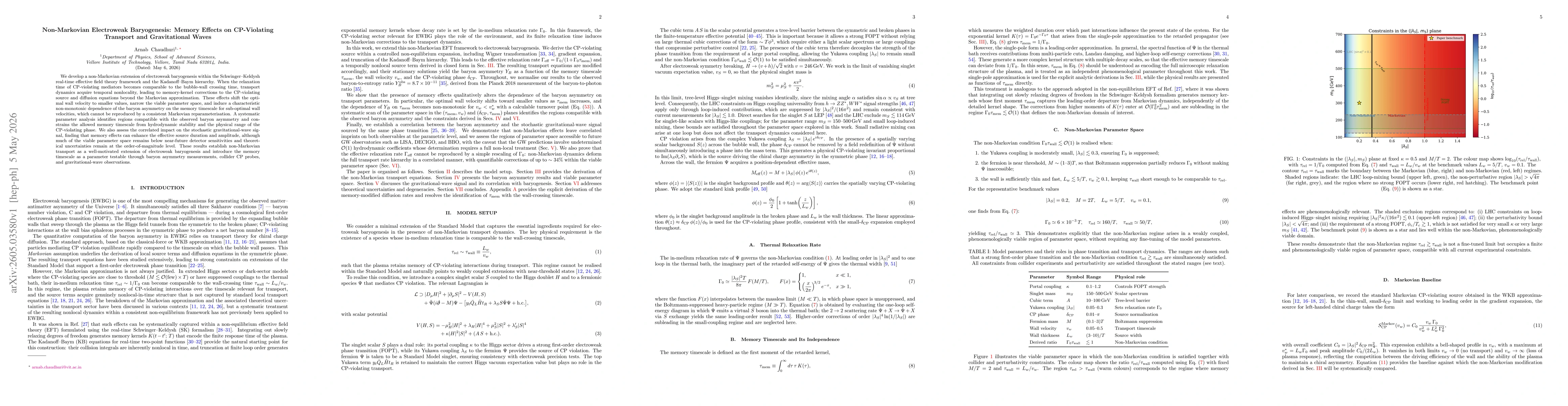 Thumbnail for Non-Markovian Electroweak Baryogenesis: Memory Effects on CP-Violating Transport and Gravitational Waves
