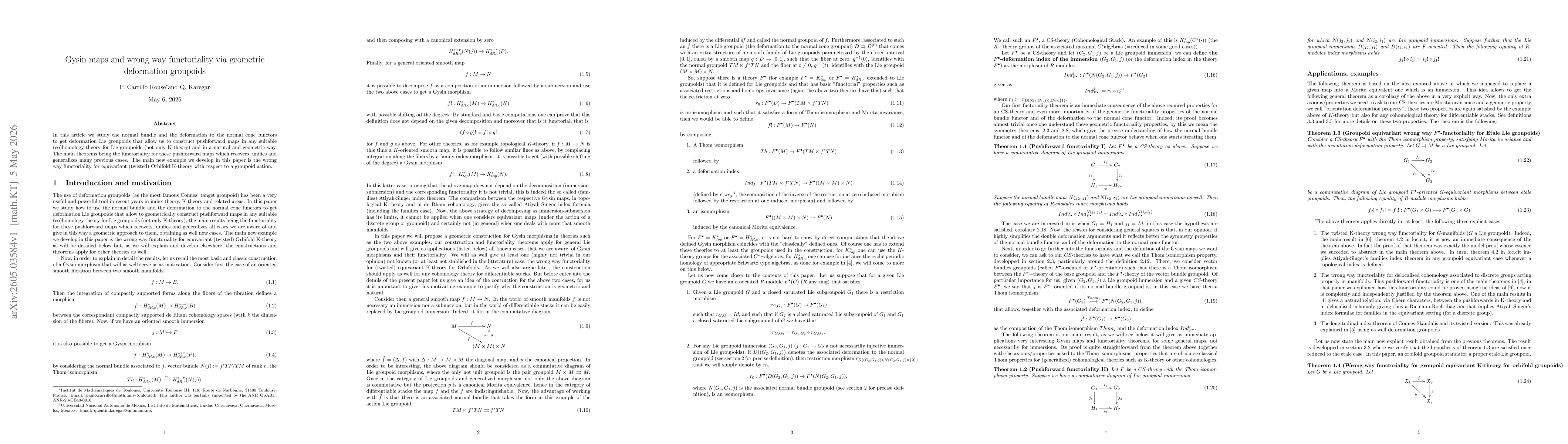 Thumbnail for Gysin maps and wrong way functoriality via geometric deformation groupoids
