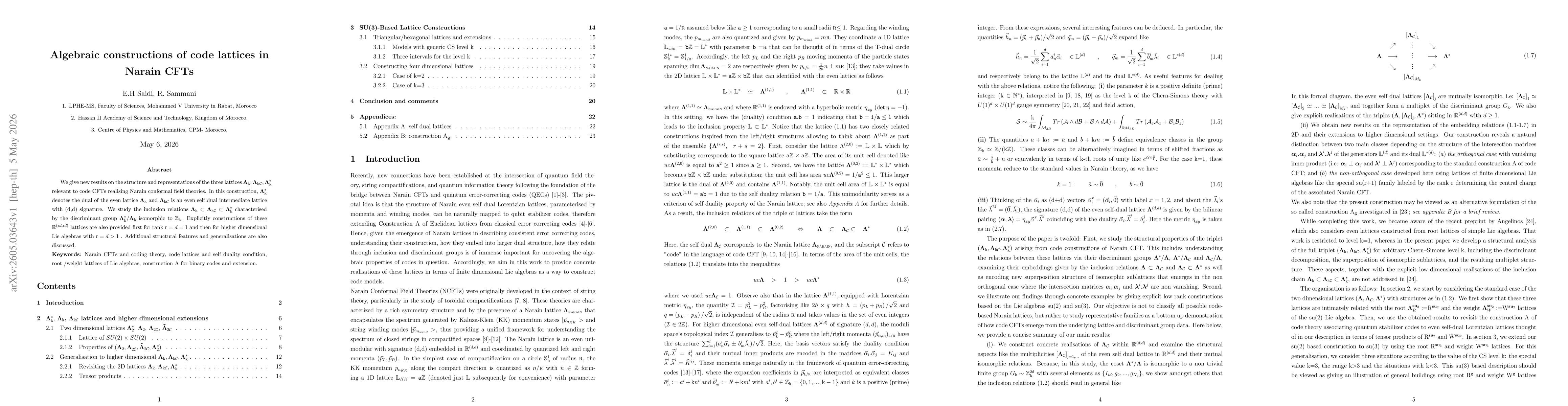 Thumbnail for Algebraic constructions of code lattices in Narain conformal field theories
