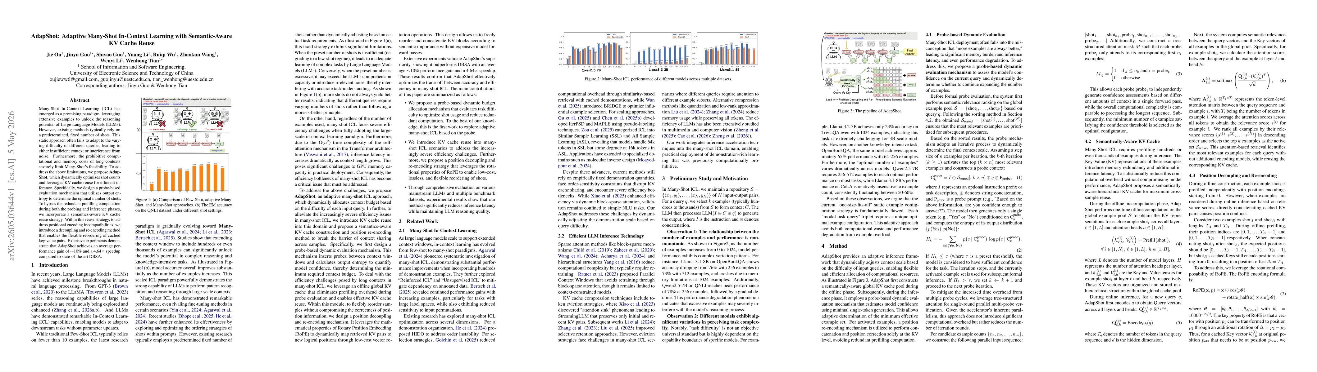 Thumbnail for AdapShot: Adaptive Many-Shot In-Context Learning with Semantic-Aware KV Cache Reuse