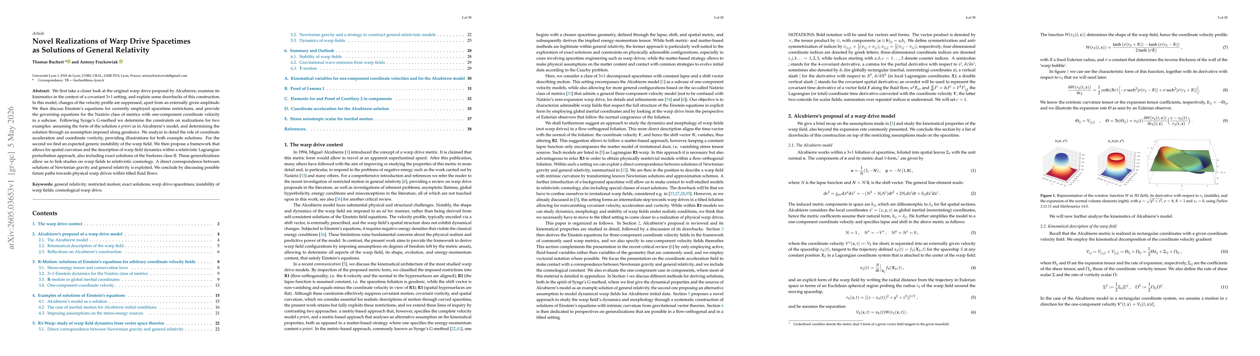 Thumbnail for Novel Realizations of Warp Drive Spacetimes as Solutions of General Relativity
