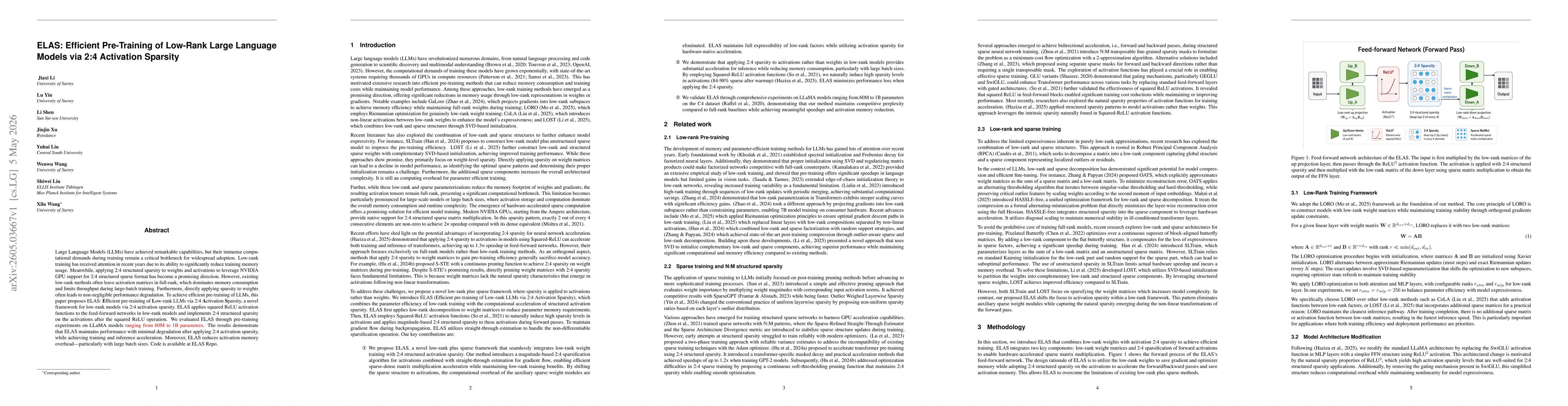 Thumbnail for ELAS: Efficient Pre-Training of Low-Rank Large Language Models via 2:4 Activation Sparsity