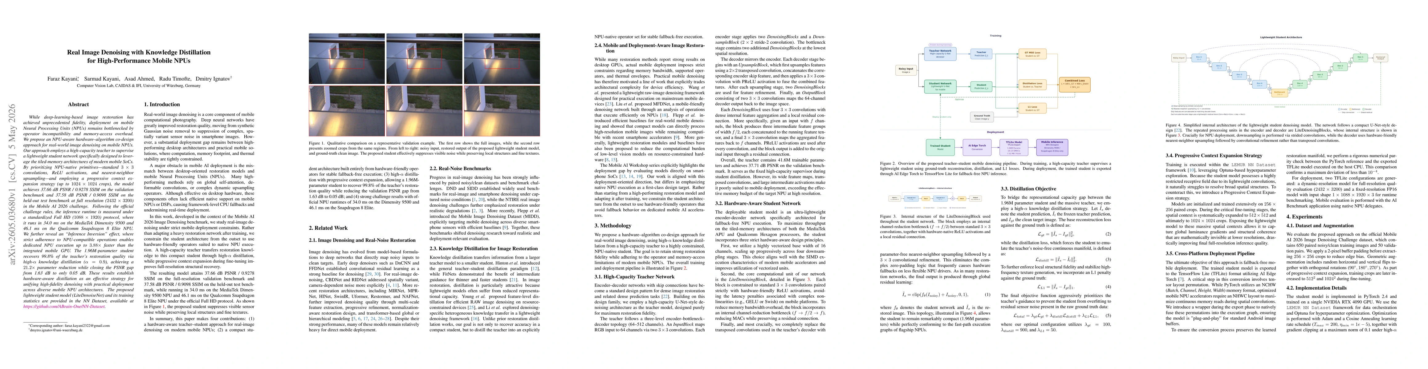 Thumbnail for Real Image Denoising with Knowledge Distillation for High-Performance Mobile NPUs