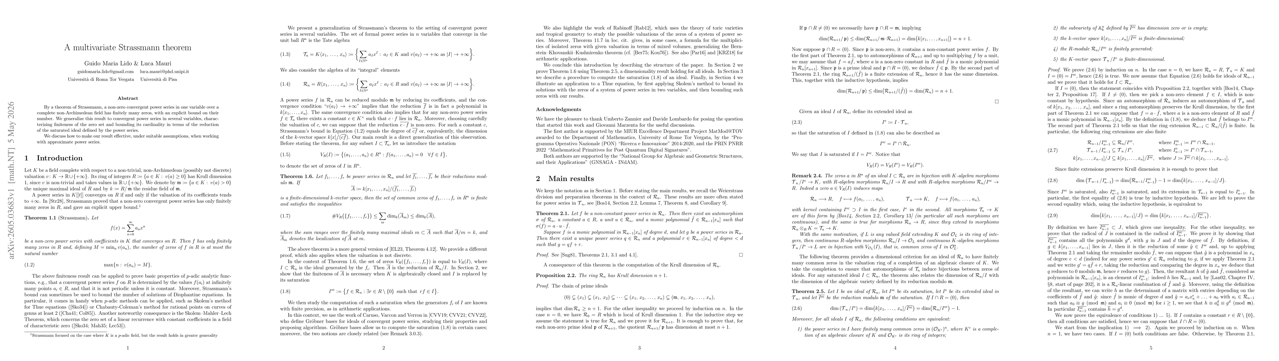 Thumbnail for A multivariate Strassmann theorem