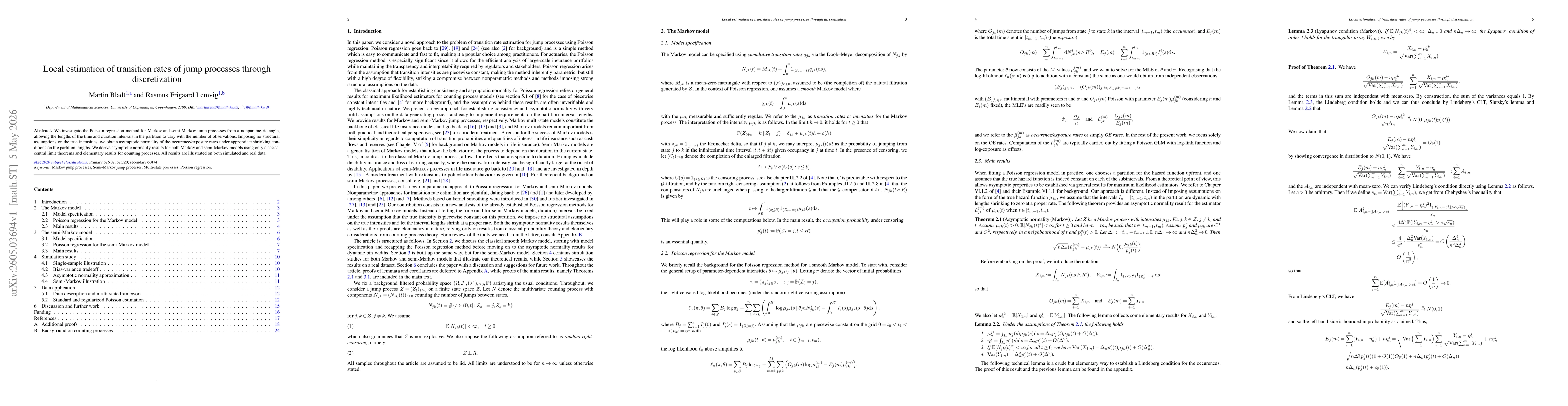 Thumbnail for Local estimation of transition rates of jump processes through discretization