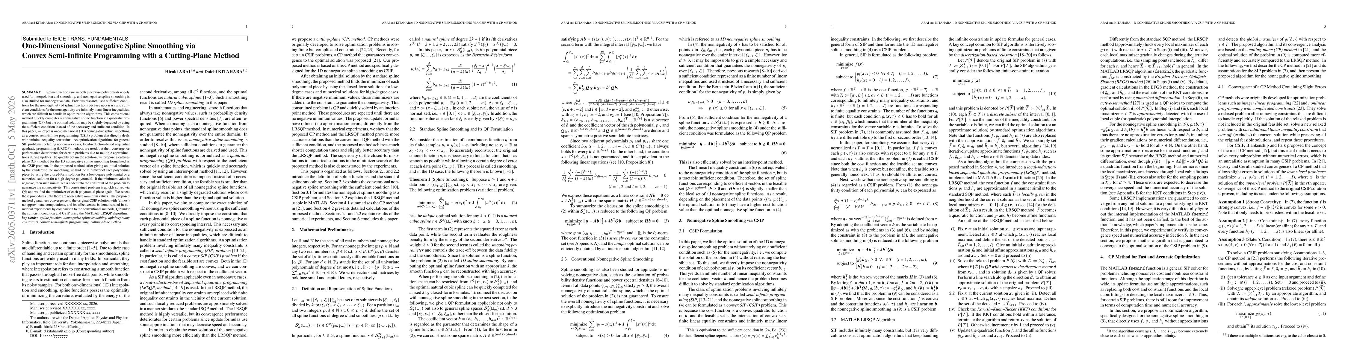 Thumbnail for One-Dimensional Nonnegative Spline Smoothing via Convex Semi-Infinite Programming with a Cutting-Plane Method