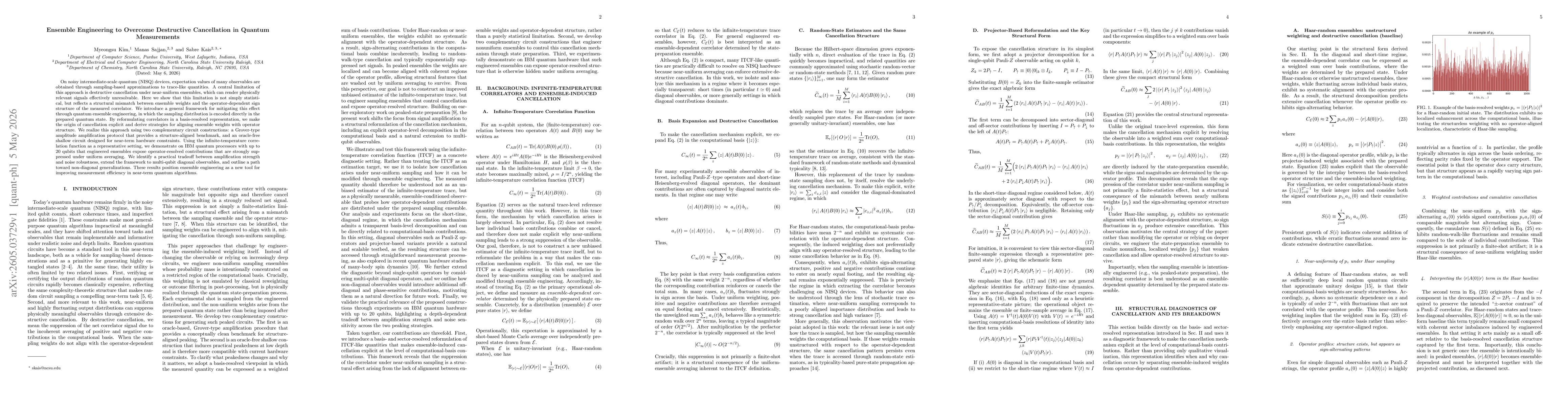 Thumbnail for Ensemble Engineering to Overcome Destructive Cancellation in Quantum Measurements