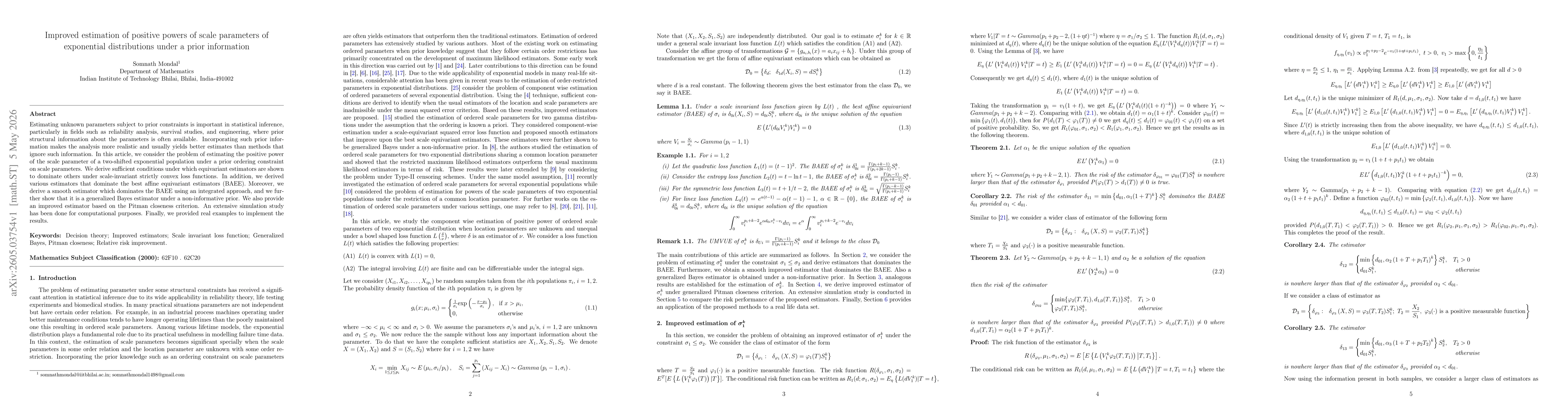 Thumbnail for Improved estimation of positive powers of scale parameters of exponential distributions under a prior information