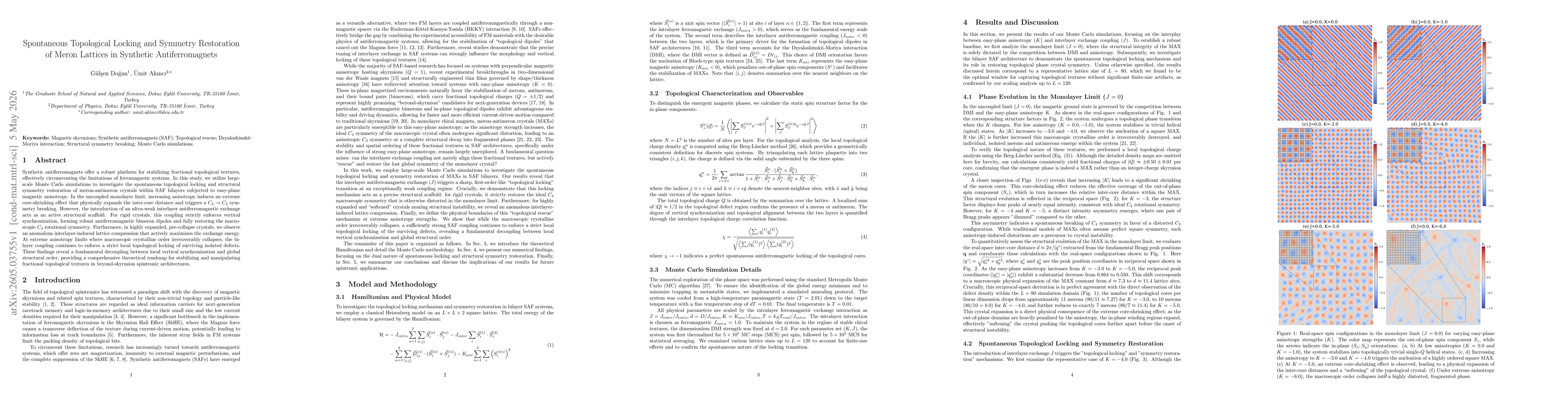 Thumbnail for Spontaneous Topological Locking and Symmetry Restoration of Meron Lattices in Synthetic Antiferromagnets