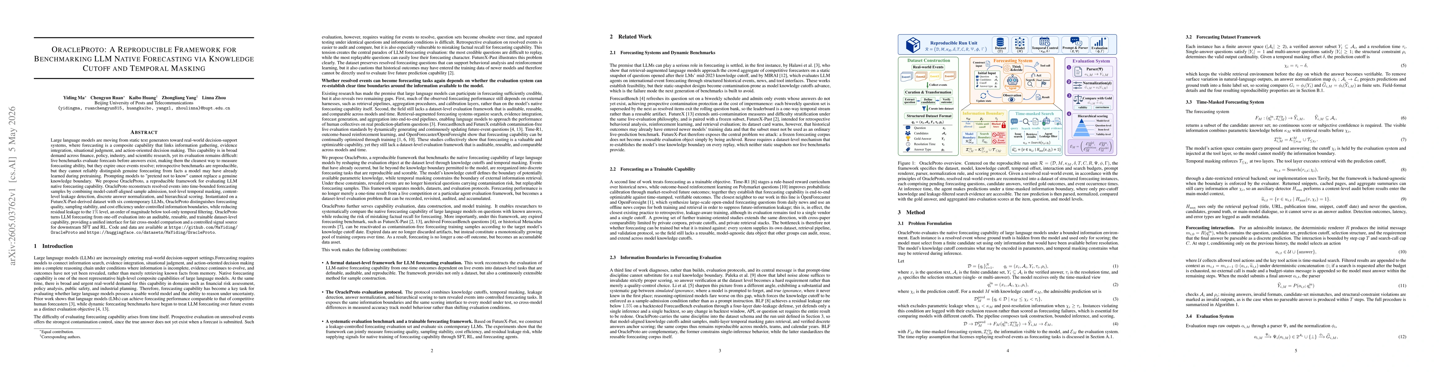Thumbnail for OracleProto: A Reproducible Framework for Benchmarking LLM Native Forecasting via Knowledge Cutoff and Temporal Masking