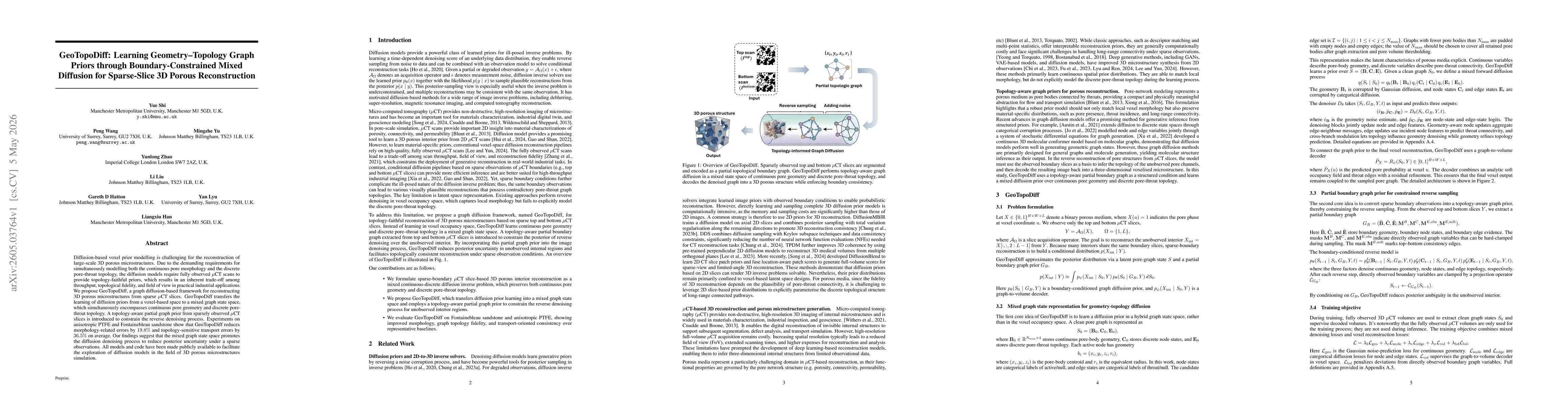 Thumbnail for GeoTopoDiff: Learning Geometry--Topology Graph Priors through Boundary-Constrained Mixed Diffusion for Sparse-Slice 3D Porous Reconstruction