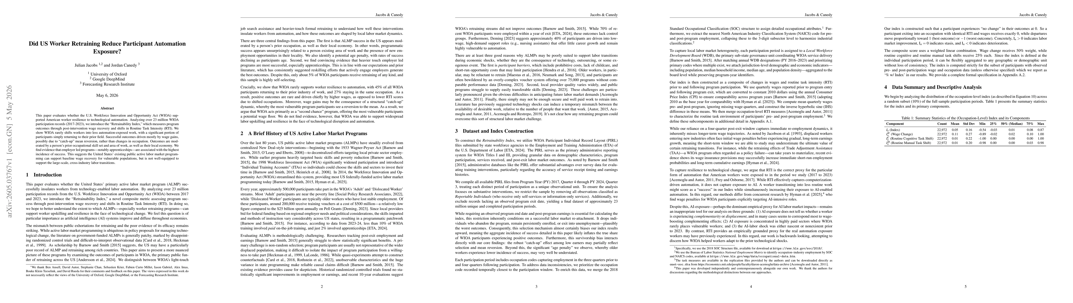 Thumbnail for Did US Worker Retraining Reduce Participant Automation Exposure?
