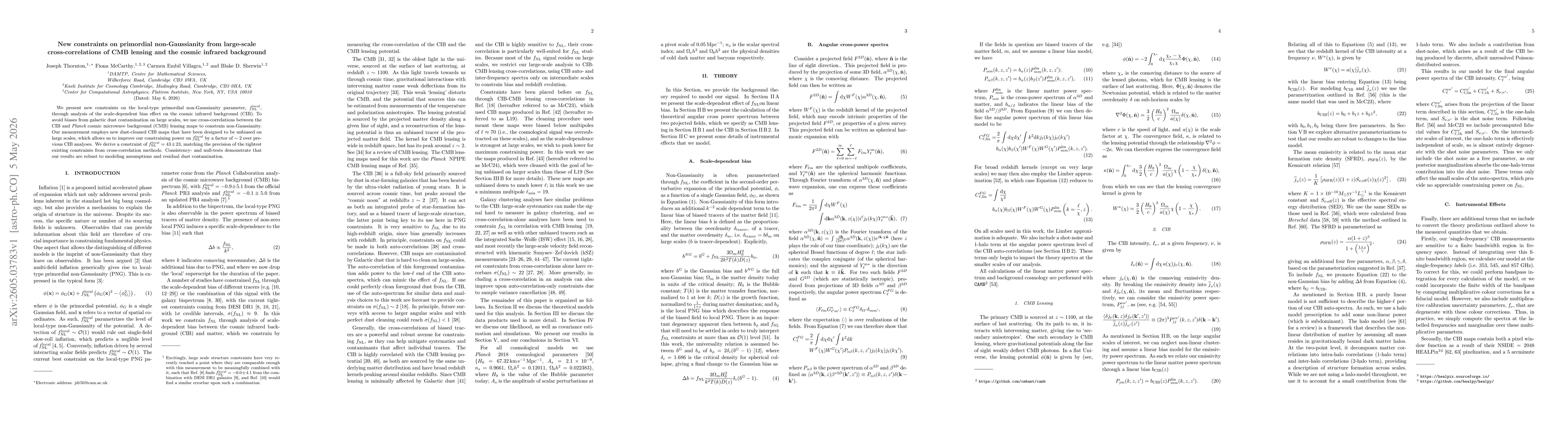 Thumbnail for New constraints on primordial non-Gaussianity from large-scale cross-correlations of CMB lensing and the cosmic infrared background