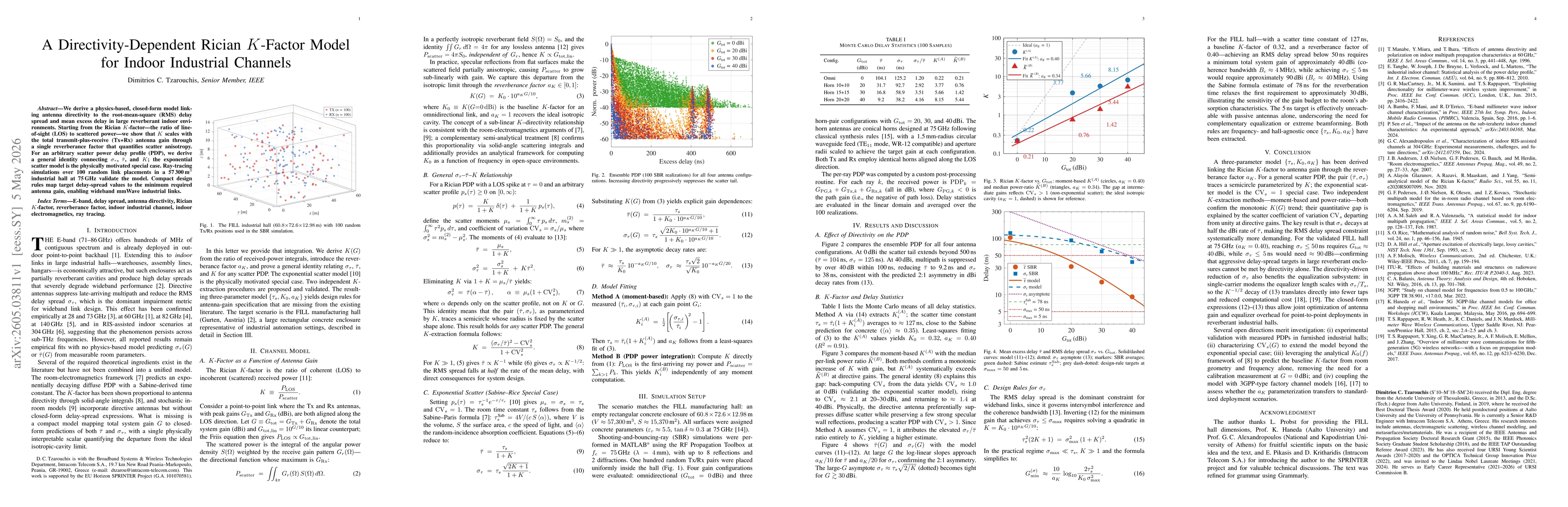 Thumbnail for A Directivity-Dependent Rician K-Factor Model for Indoor Industrial Channels