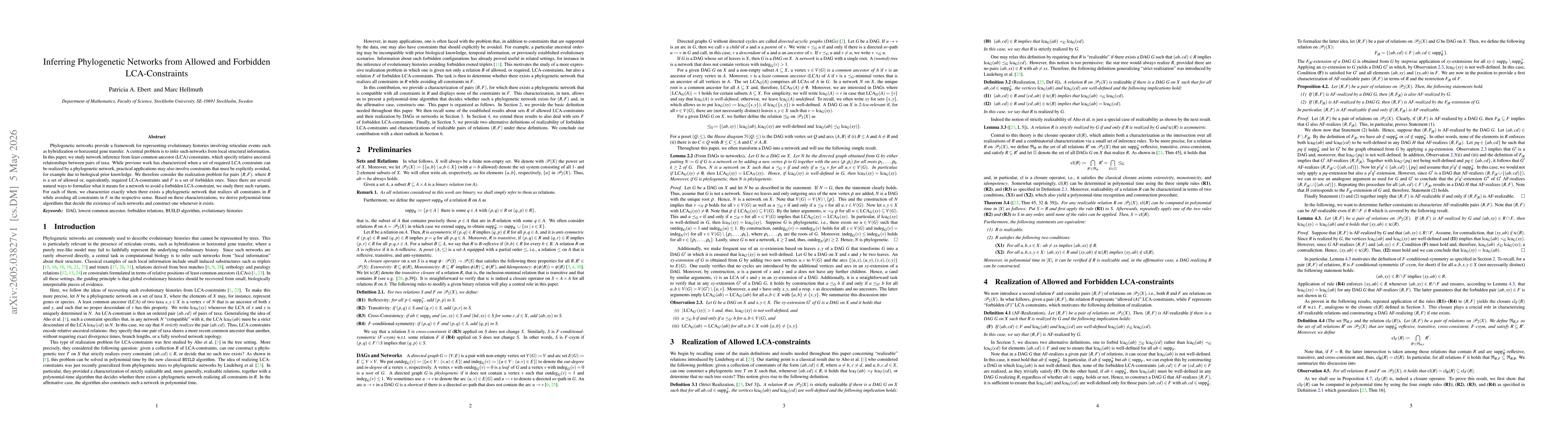 Thumbnail for Inferring Phylogenetic Networks from Allowed and Forbidden LCA-Constraints