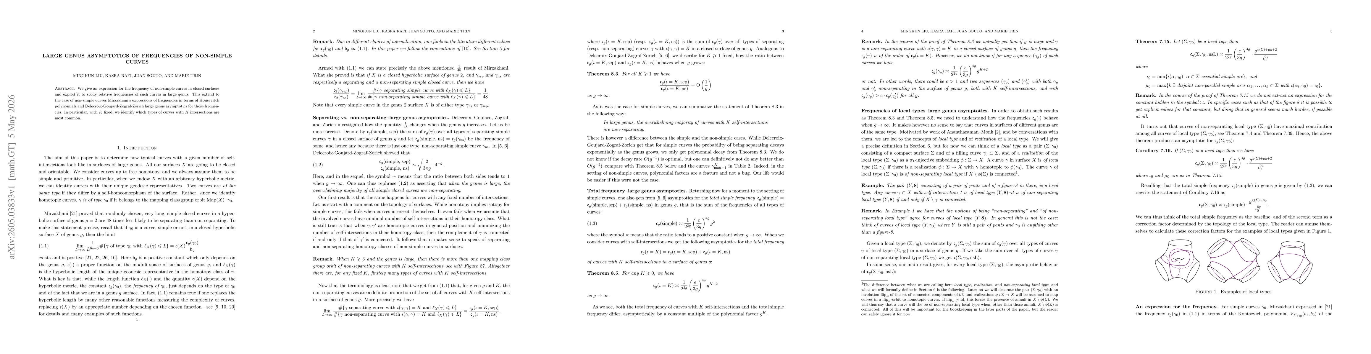 Thumbnail for Large genus asymptotics for frequency of non-simple curves